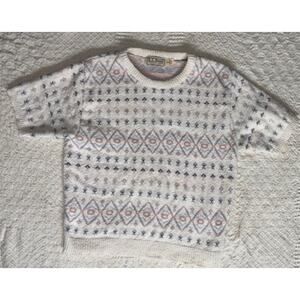 L.L.Bean Vintage Cropped Short Sleeve White Sweater Size S